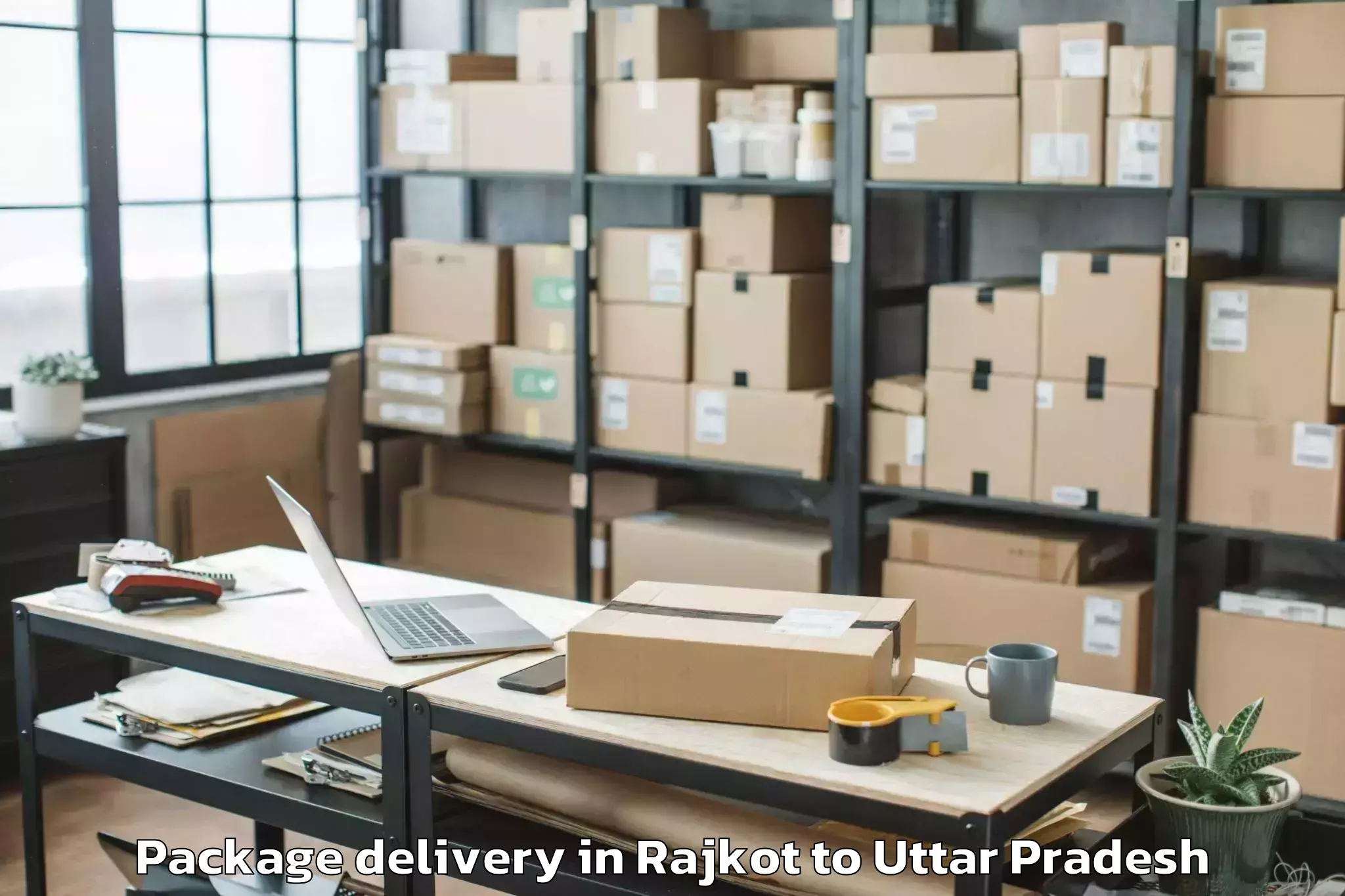 Book Rajkot to Mankapur Package Delivery Online